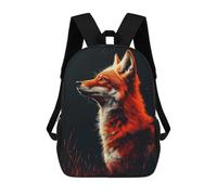 sinyumoney 17 Inch Fox Portrait on Dark Background School Backpack School Bags for Girls Boys Backpack with Pocket Fashion School Bag Kids Backpack
