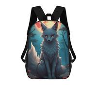 sinyumoney 17 Inch Fox Red Eyes Animal Backpacks Kids School Backpack School Bag 3D Printed School Bag for Boys Elementary And Middle School Students