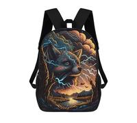 sinyumoney 17 Inch Fox Spirit Lightning Storm -1 Backpacks Kids School Backpack School Bag 3D Printed for Boys Elementary And Middle School Students