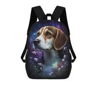 sinyumoney 17 Inch Galactic Beagle with Flowers -1 Backpack with Pocket 3D Printed Travel Rucksacks Book Bags Kids School Bag