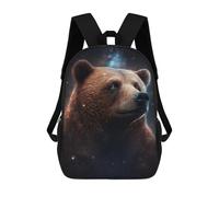sinyumoney 17 Inch Galactic Bear Portrait -2 School Backpack School Bags for Girls Boys Backpack with Pocket Fashion School Bag Kids Backpack
