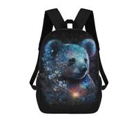 sinyumoney 17 Inch Galactic Bear with Flowers -1 Backpacks Kids School Backpack School Bag 3D Printed School Bag for Boys Elementary And Middle School Students