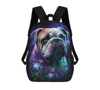 sinyumoney 17 Inch Galactic Bulldog with Flowers -4 Backpack with Pocket 3D Printed Travel Rucksacks Book Bags Kids School Bag