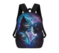 sinyumoney 17 Inch Galactic Cat And Woman Backpack, Children's Backpack, Student School Bag Bookbag Rucksack, 3D Printed for Boys Girls
