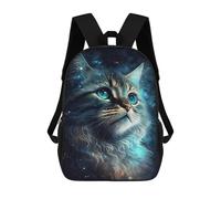 sinyumoney 17 Inch Galactic Cat Portrait -1 Backpacks Kids School Backpack School Bag 3D Printed School Bag for Boys Elementary And Middle School Students