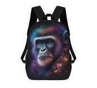 sinyumoney 17 Inch Galactic Chimpanzee Portrait Backpacks Kids School Backpack School Bag 3D Printed School Bag for Boys Elementary And Middle School Students