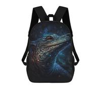 sinyumoney 17 Inch Galactic Crocodile Art Print-15 Backpacks Kids School Backpack School Bag 3D Printed for Boys Elementary And Middle School Students