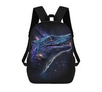 sinyumoney 17 Inch Galactic Crocodile Head Backpack 3D Printed Children's School Backpack for Kids High Capacity Travel Rucksacks Book Bags Kids School Bag Back Pack
