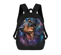 sinyumoney 17 Inch Galactic Dachshund Portrait -3 Backpack 3D Printed Children's School Backpack for Kids High Capacity Travel Rucksacks Book Bags Kids School Bag Back Pack