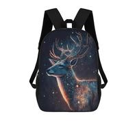 sinyumoney 17 Inch Galactic Deer Art Print-16 Backpacks Kids School Backpack School Bag 3D Printed for Boys Elementary And Middle School Students