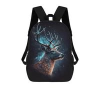 sinyumoney 17 Inch Galactic Deer Portrait Backpack with Pocket 3D Printed Travel Rucksacks Book Bags Kids School Bag