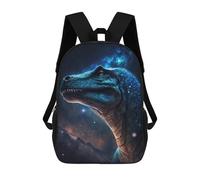 sinyumoney 17 Inch Galactic Dinosaur Profile Backpack Kids School Backpack 3D Printed Fashion School Bag for Boys Elementary And Middle School Student
