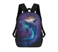 sinyumoney 17 Inch Galactic Dolphins in Space Backpacks Kids School Backpack School Bag 3D Printed School Bag for Boys Elementary And Middle School Students