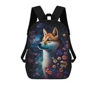 sinyumoney 17 Inch Galactic Floral Dog Portrait Backpacks Kids School Backpack School Bag 3D Printed School Bag for Boys Elementary And Middle School Students