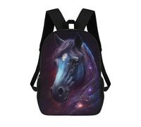sinyumoney 17 Inch Galactic Horse Portrait-7 Backpack, Children's Backpack, Student School Bag Bookbag Rucksack, 3D Printed for Boys Girls