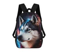 sinyumoney 17 Inch Galactic Husky Portrait-6 School Backpack School Bags for Girls Boys Backpack with Pocket Fashion School Bag Kids Backpack