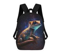 sinyumoney 17 Inch Galactic Lizard in Space Backpack Kids School Backpack 3D Printed Fashion School Bag for Boys Elementary And Middle School Student