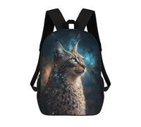sinyumoney 17 Inch Galactic Lynx Celestial Feline Majesty -3 Backpack, Children's Backpack, Student School Bag Bookbag Rucksack, 3D Printed for Boys Girls