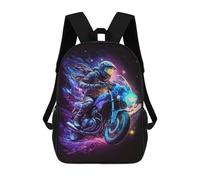 sinyumoney 17 Inch Galactic Motorcycle Ride -10 Backpack, Children's Backpack, Student School Bag Bookbag Rucksack, 3D Printed for Boys Girls
