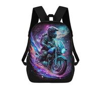 sinyumoney 17 Inch Galactic Motorcycle Ride -11 Backpacks Kids School Backpack School Bag 3D Printed School Bag for Boys Elementary And Middle School Students