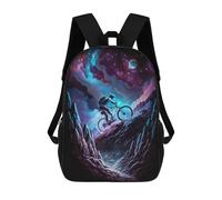sinyumoney 17 Inch Galactic Mountain Bike Adventure Backpack with Pocket 3D Printed Travel Rucksacks Book Bags Kids School Bag