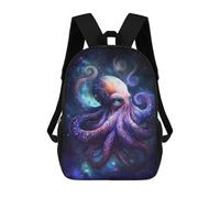 sinyumoney 17 Inch Galactic Octopus Art Print-4 Casual Daypack Backpacks for Girls Boys High College Knapsack Travel Laptop Rucksack College Bookbag