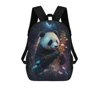 sinyumoney 17 Inch Galactic Panda with Flowers Backpacks Kids School Backpack School Bag 3D Printed for Boys Elementary And Middle School Students