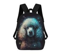 sinyumoney 17 Inch Galactic Poodle Portrait Backpack with Pocket 3D Printed Travel Rucksacks Book Bags Kids School Bag