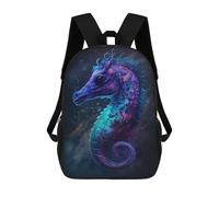 sinyumoney 17 Inch Galactic Seahorse Art Print-1 Backpack, Children's Backpack, Student School Bag Bookbag Rucksack, 3D Printed for Boys Girls