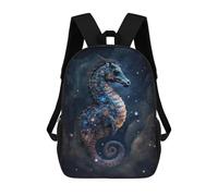 sinyumoney 17 Inch Galactic Seahorse Art Print-2 Backpack Kids School Backpack 3D Printed Fashion School Bag for Boys Elementary And Middle School Student