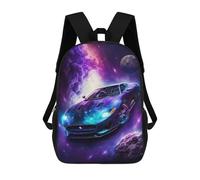 sinyumoney 17 Inch Galactic Sports Car Adventure Backpack with Pocket 3D Printed Travel Rucksacks Book Bags Kids School Bag