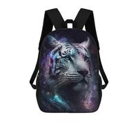 sinyumoney 17 Inch Galactic Tiger Portrait-10 Backpacks Kids School Backpack School Bag 3D Printed for Boys Elementary And Middle School Students