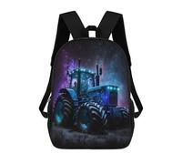 sinyumoney 17 Inch Galactic Tractor Lights Backpack Kids School Backpack 3D Printed Fashion School Bag for Boys Elementary And Middle School Student