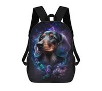 sinyumoney 17 Inch Galaxy Dachshund Art Print Backpack 3D Printed Children's School Backpack for Kids High Capacity Travel Rucksacks Book Bags Kids School Bag Back Pack