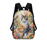 sinyumoney 17 Inch Garden Cats with Birds Backpacks Kids School Backpack School Bag 3D Printed for Boys Elementary And Middle School Students
