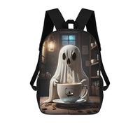 sinyumoney 17 Inch Ghostly Coffee Lover Casual Daypack Backpacks for Girls Boys High College Knapsack Travel Laptop Rucksack College Bookbag
