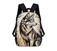 sinyumoney 17 Inch Gilded Mosaic - Turquoise Wolf of Celestial Majesty Backpack Kids School Backpack 3D Printed Fashion School Bag for Boys Elementary And Middle School Student