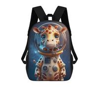 sinyumoney 17 Inch Giraffe Astronaut Space Suit Backpacks Kids School Backpack School Bag 3D Printed for Boys Elementary And Middle School Students