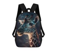 sinyumoney 17 Inch Giraffe in Space-3 Backpack Kids School Backpack 3D Printed Fashion School Bag for Boys Elementary And Middle School Student