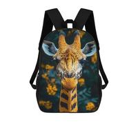 sinyumoney 17 Inch Giraffe Portrait with Floral Background Backpacks Kids School Backpack School Bag 3D Printed for Boys Elementary And Middle School Students