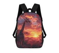 sinyumoney 17 Inch Giraffe Savanna Sunset Backpacks Kids School Backpack School Bag 3D Printed School Bag for Boys Elementary And Middle School Students