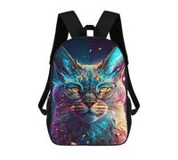 sinyumoney 17 Inch Glowing Cat Glasses Art Print-1 Backpack Kids School Backpack 3D Printed Fashion School Bag for Boys Elementary And Middle School Student