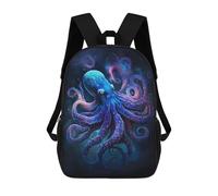 sinyumoney 17 Inch Glowing Ocean Octopus Art Print Backpack, Children's Backpack, Student School Bag Bookbag Rucksack, 3D Printed for Boys Girls