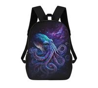 sinyumoney 17 Inch Glowing Octopus Art Print School Backpack School Bags for Girls Boys Backpack with Pocket Fashion School Bag Kids Backpack