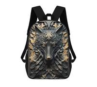 sinyumoney 17 Inch Golden Black Wolf Eyes Backpack 3D Printed Children's School Backpack for Kids High Capacity Travel Rucksacks Book Bags Kids School Bag Back Pack