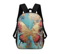 sinyumoney 17 Inch Golden Butterfly Backpack 3D Printed Children's School Backpack for Kids High Capacity Travel Rucksacks Book Bags Kids School Bag Back Pack