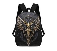 sinyumoney 17 Inch Golden Dragon Sovereign Backpacks Kids School Backpack School Bag 3D Printed School Bag for Boys Elementary And Middle School Students