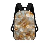 sinyumoney 17 Inch Golden Flowers Blossom Backpack Kids School Backpack 3D Printed Fashion School Bag for Boys Elementary And Middle School Student