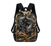sinyumoney 17 Inch Golden Koi Fish Japan Art Backpacks Kids School Backpack School Bag 3D Printed School Bag for Boys Elementary And Middle School Students