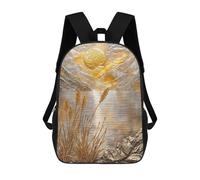 sinyumoney 17 Inch Golden Lake Sunset Art Backpack 3D Printed Children's School Backpack for Kids High Capacity Travel Rucksacks Book Bags Kids School Bag Back Pack